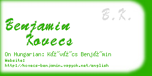 benjamin kovecs business card
